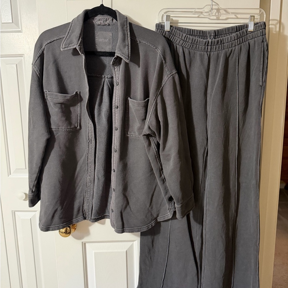 Aerie Dark Gray Textured Outerwear